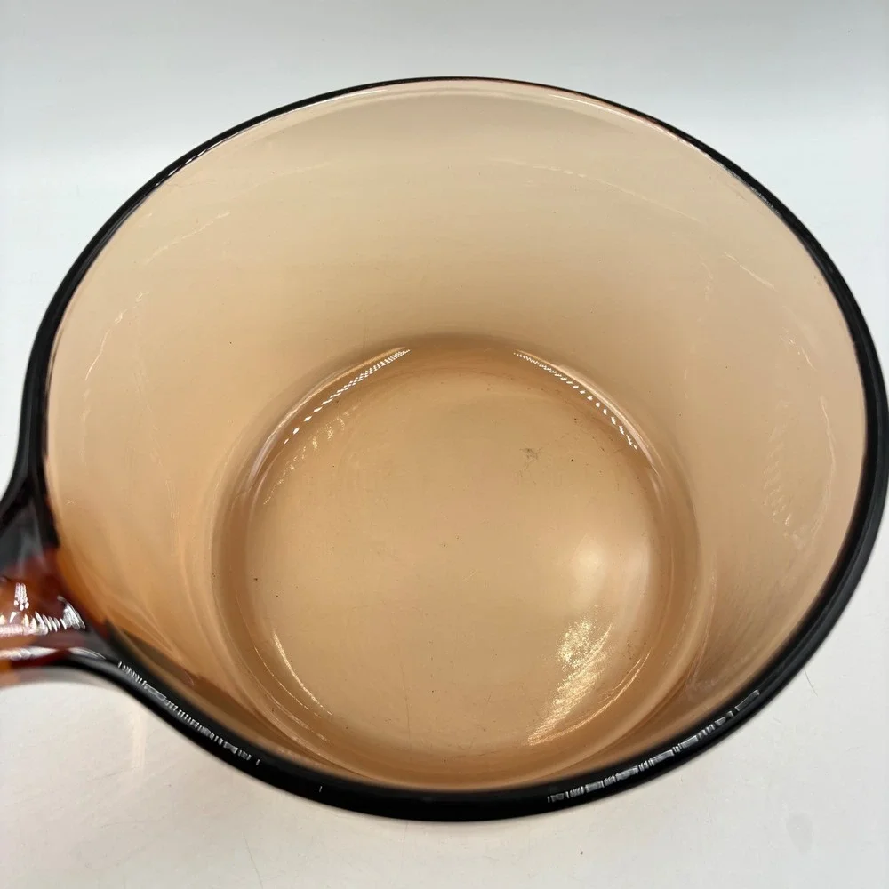 Visions Corning Saucepan 1.5L Amber Glass Pot France V-15-B Good Vintage MCM
